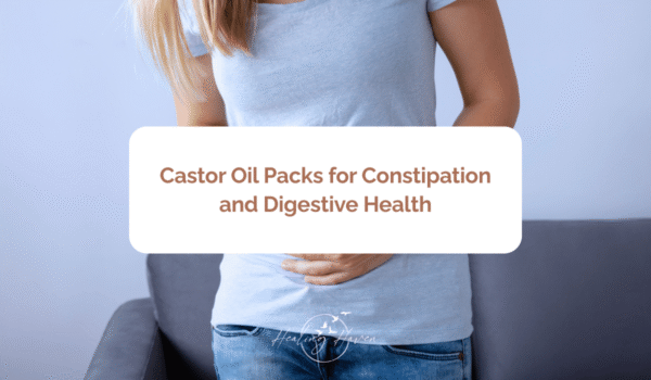 Castor oil pack placed on the abdomen to support digestion and relieve constipation naturally